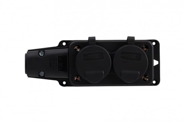 Listwa gumowa 2x230V 16A IP54 SCHUKO czarna F6.0396 F-Elektro