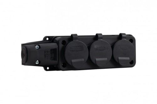 Listwa gumowa 3x230V 16A IP54 SCHUKO czarna F6.0397 F-Elektro