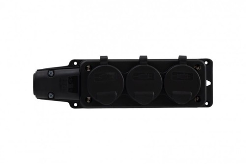 Listwa gumowa 3x230V 16A IP54 SCHUKO czarna F6.0397 F-Elektro