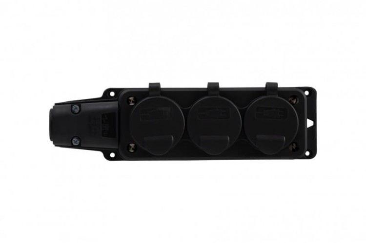 Listwa gumowa 3x230V 16A IP54 SCHUKO czarna F6.0397 F-Elektro