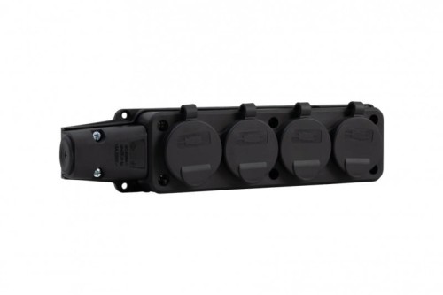 Listwa gumowa 4x230V 16A IP54 SCHUKO czarna F6.0398 F-Elektro