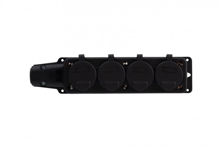 Listwa gumowa 4x230V 16A IP54 SCHUKO czarna F6.0398 F-Elektro