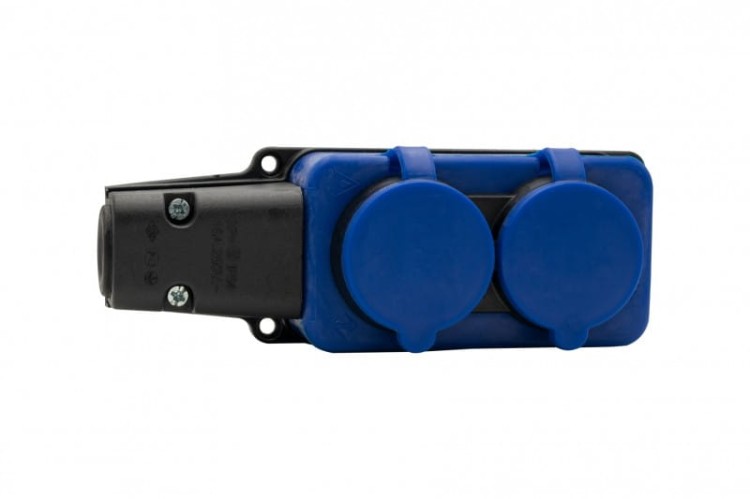 Listwa gumowa 2x230V 16A IP54 SCHUKO niebieska F6.0399 F-Elektro