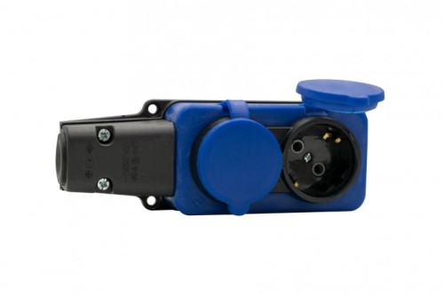 Listwa gumowa 2x230V 16A IP54 SCHUKO niebieska F6.0399 F-Elektro