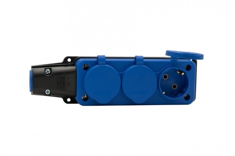 Listwa gumowa 3x230V 16A IP54 SCHUKO niebieska F6.0401 F-Elektro