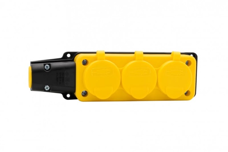 Listwa gumowa 3x230V 16A IP54 SCHUKO żółta F6.0402 F-Elektro