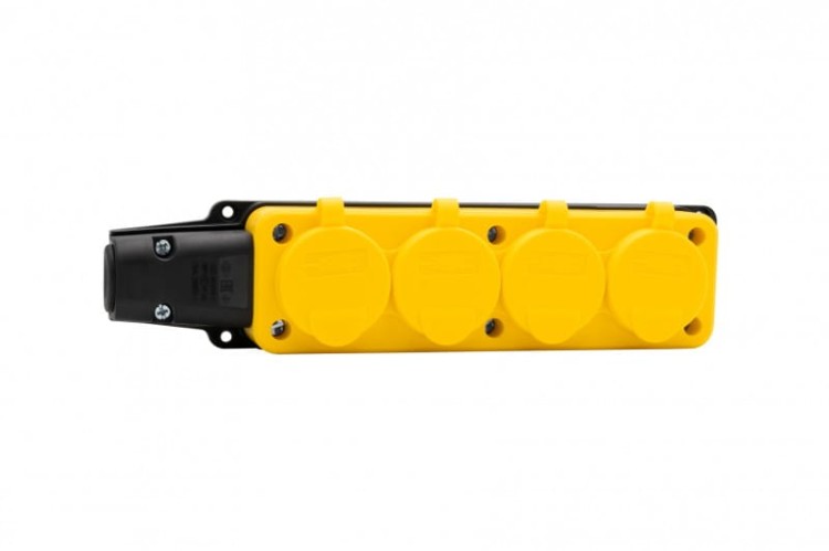 Listwa gumowa 4x230V 16A IP54 SCHUKO żółta F6.0404 F-Elektro