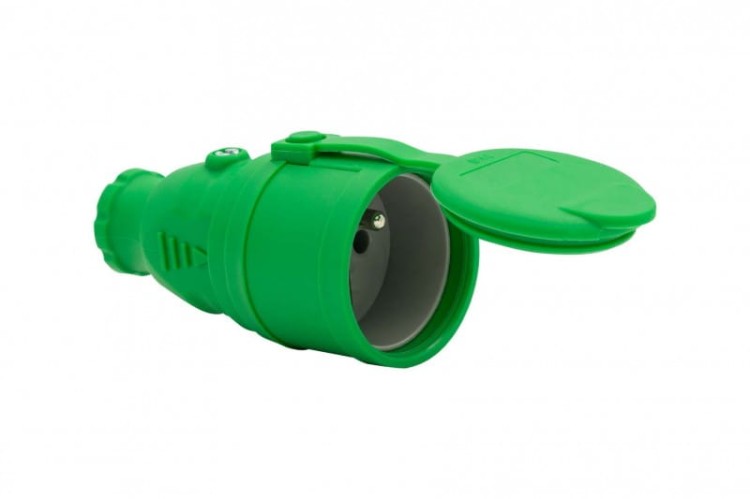 Gniazdo gumowe NOVA 230V 16A IP44 zielone F6.0475 F-Elektro