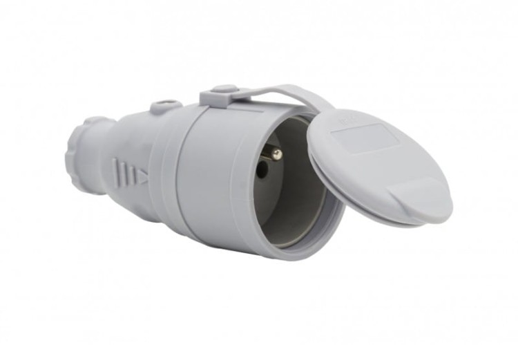 Gniazdo gumowe NOVA 230V 16A IP44 szare F6.0479 F-Elektro
