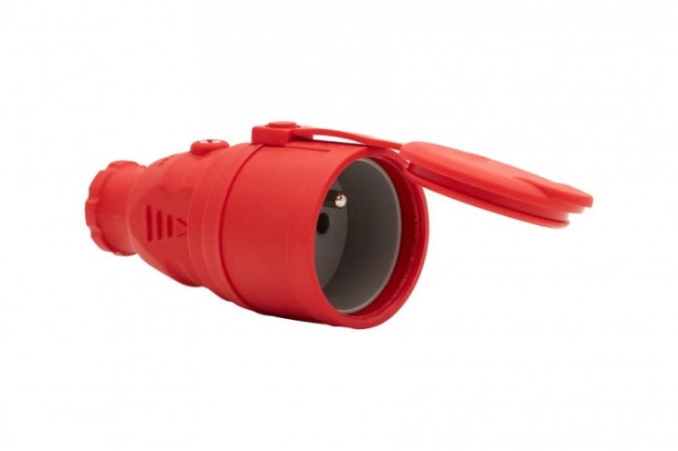 Gniazdo gumowe NOVA 230V 16A IP44 czerwone F6.0480 F-Elektro