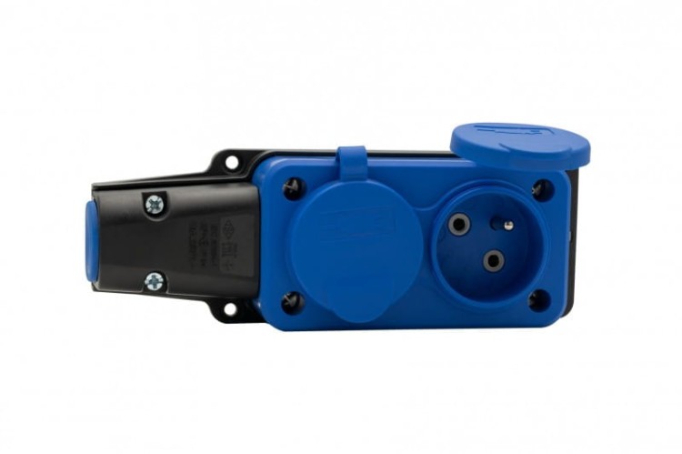 Listwa gumowa 2x230V 16A IP54 niebieska F6.0481 F-Elektro