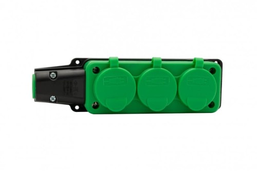Listwa gumowa 3x230V 16A IP54 SCHUKO zielona F6.0492 F-Elektro