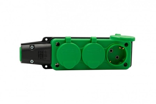 Listwa gumowa 3x230V 16A IP54 SCHUKO zielona F6.0492 F-Elektro