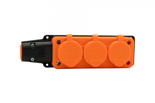 Listwa gumowa 3x230V 16A IP54 SCHUKO pomarańczowa F6.0493 F-Elektro