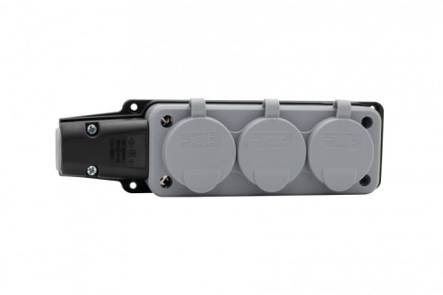 Listwa gumowa 3x230V 16A IP54 SCHUKO szara F6.0494 F-Elektro