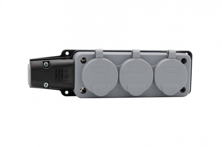 Listwa gumowa 3x230V 16A IP54 SCHUKO szara F6.0494 F-Elektro