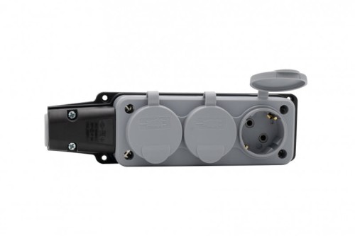 Listwa gumowa 3x230V 16A IP54 SCHUKO szara F6.0494 F-Elektro