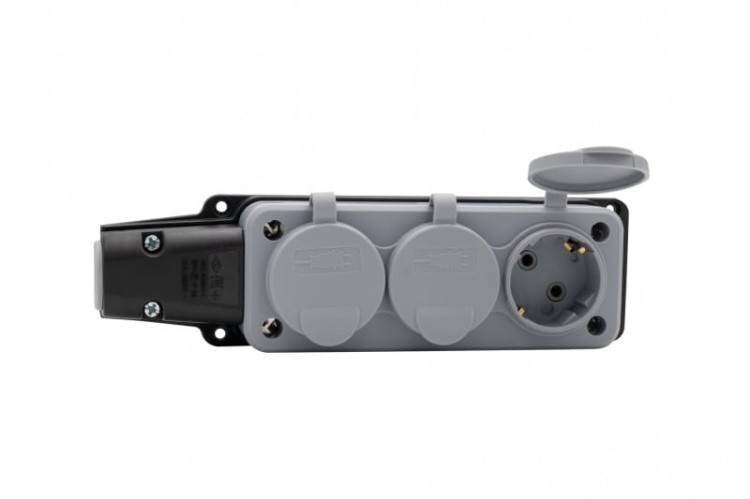 Listwa gumowa 3x230V 16A IP54 SCHUKO szara F6.0494 F-Elektro