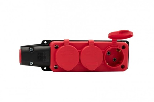 Listwa gumowa 3x230V 16A IP54 SCHUKO czerwona F6.0495 F-Elektro