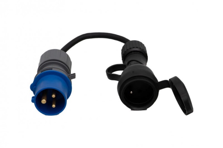 Reduktor - wtyczka 16/3 + OW 3x2,5mm2  0,5m + gniazdo  gumowe F7.0121 F-Elektro