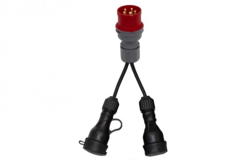 Reduktor - wtyczka siłowa 16/5 +2x OW 3x1,5mm2  0,25m +2x gniazdo  gumowe F7.0125 F-Elektro