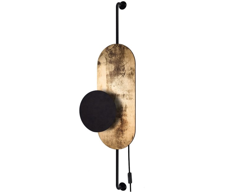 Lampa ścienna Kinkiet Industrialny Loft WHEEL LUX I GOLD 8430 NOWODVORSKI Lighting G9 nowoczesna oprawa oświetleniowa metal drewno sklejka czarno-złoty pojedynczy Inspiracje Premium