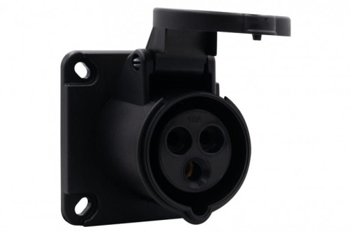 Gniazdo przemysłowe tablicowe proste 16A 3p 200V-250V /FE/ IP44 czarne F7.0151 F-Elektro