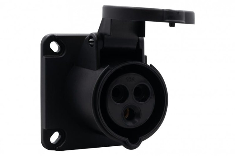 Gniazdo przemysłowe tablicowe proste 16A 3p 200V-250V /FE/ IP44 czarne F7.0151 F-Elektro