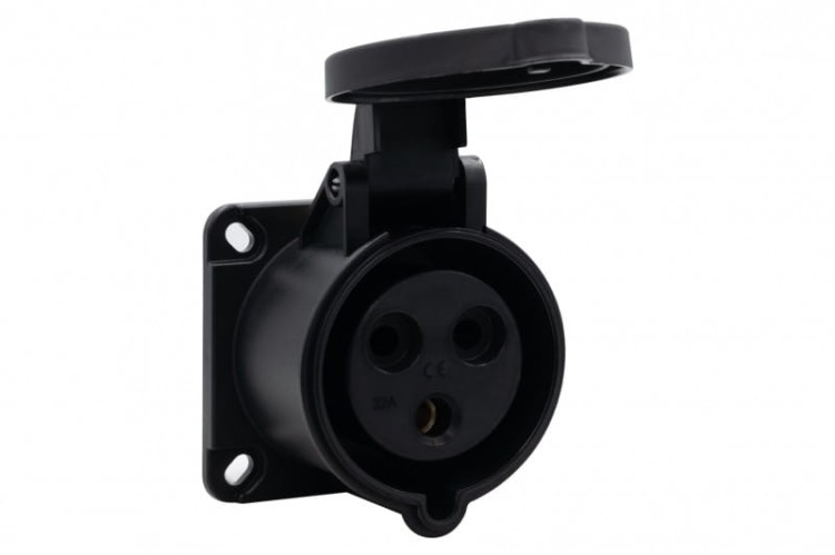 Gniazdo przemysłowe tablicowe proste 32A 3p 200V-250V /FE/ IP44 czarne F7.0152 F-Elektro