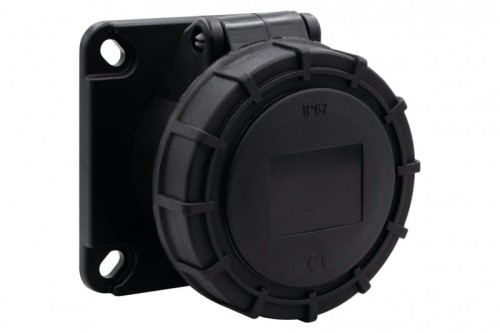 Gniazdo przemysłowe tablicowe proste 16A 3p 200V-250V /FE/ IP67 czarne F7.0153 F-Elektro