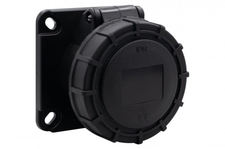 Gniazdo przemysłowe tablicowe proste 16A 3p 200V-250V /FE/ IP67 czarne F7.0153 F-Elektro