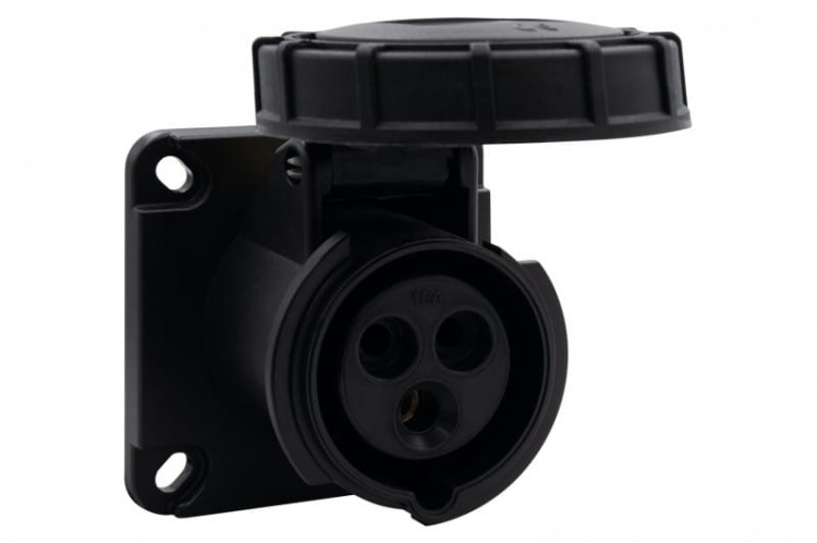 Gniazdo przemysłowe tablicowe proste 16A 3p 200V-250V /FE/ IP67 czarne F7.0153 F-Elektro