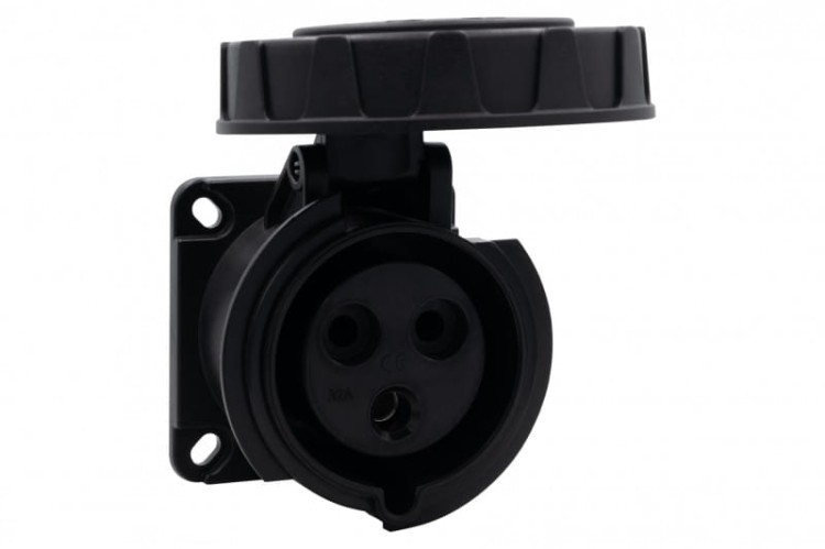 Gniazdo przemysłowe tablicowe proste 32A 3p 200V-250V /FE/ IP67 czarne F7.0154 F-Elektro