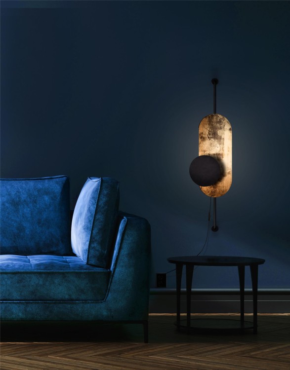 Lampa ścienna Kinkiet Industrialny Loft WHEEL LUX I GOLD 8430 NOWODVORSKI Lighting G9 nowoczesna oprawa oświetleniowa metal drewno sklejka czarno-złoty pojedynczy Inspiracje Premium