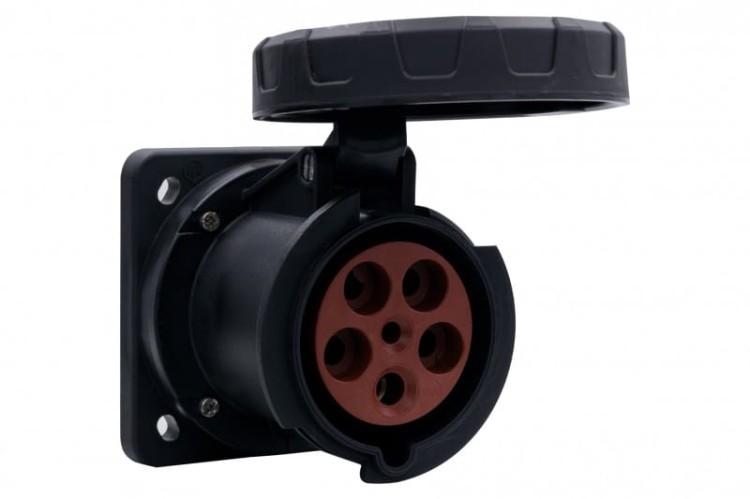 Gniazdo siłowe tablicowe proste 63A 5p 380V-415V /FE/ IP67 czarne F7.0173 F-Elektro