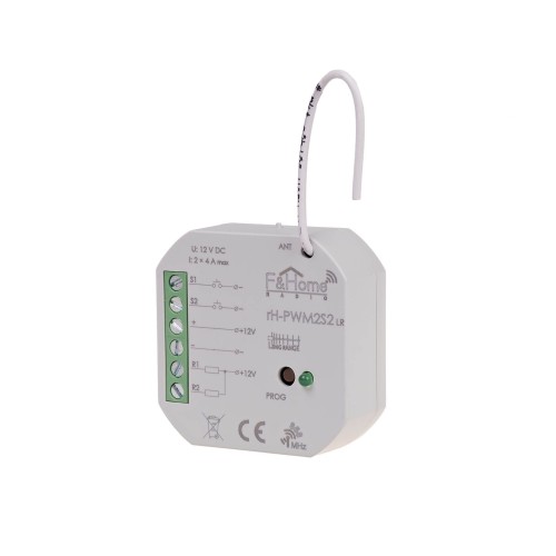 Sterownik PWM dwukanałowy niskiego napięcia z dwukanałowym nadajnikiem - Long Range rH-PWM2S2-LR F&F