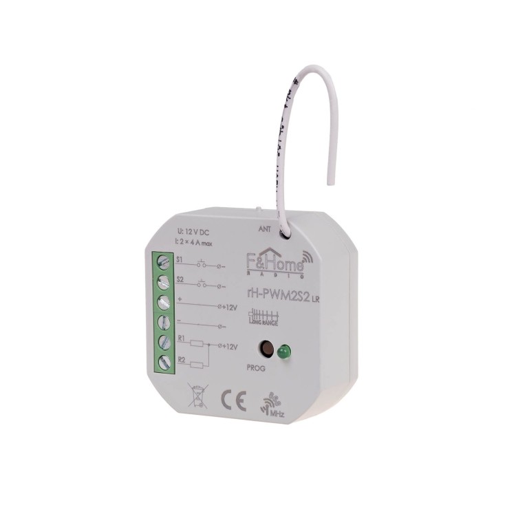 Sterownik PWM dwukanałowy niskiego napięcia z dwukanałowym nadajnikiem - Long Range rH-PWM2S2-LR F&F