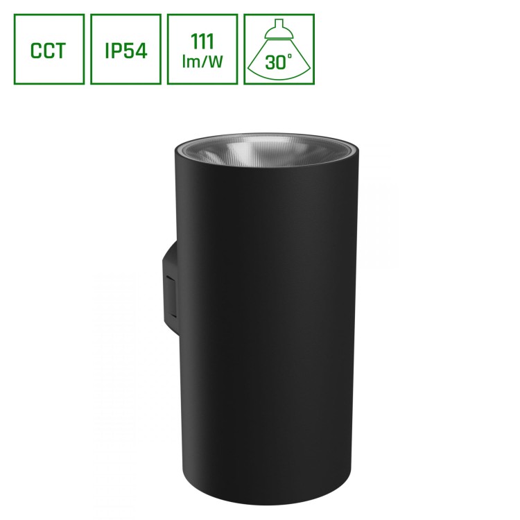 TORRE 18W CCT 230V IP54 99x78x162MM Czarny Okrągła Oprawa lampa elewacyjna Dwukierunkowe DwuKierunkowa SLI003022CCT_PW SPECTRUM LED Kinkiet