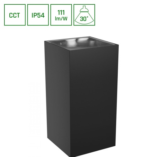 TORRE 18W CCT 230V IP54 99x78x162MM Czarny Kwadratowa Oprawa lampa elewacyjna Dwukierunkowe DwuKierunkowa SLI003024CCT_PW SPECTRUM LED Kinkiet