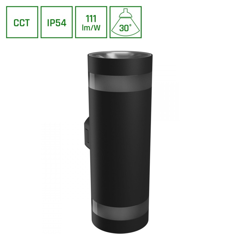 TORRE RING 18W CCT 230V IP54 99x78x244MM Czarny Okrągła Oprawa lampa elewacyjna Dwukierunkowe DwuKierunkowa SLI003026CCT_PW SPECTRUM LED Kinkiet
