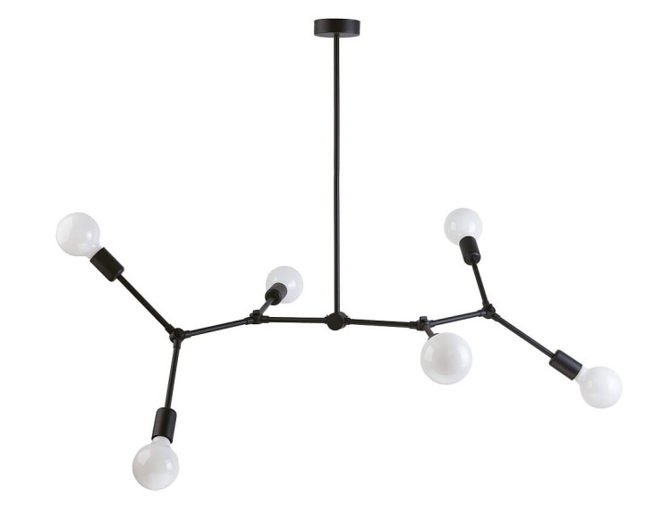 Lampa sufitowa wisząca Industrialna Loft TWIG VI 9138 NOWODVORSKI Lighting E27 x6 nowoczesna oprawa oświetleniowa żyrandol metalowa nad stół blat wyspę czarna zwis Inspiracje Premium