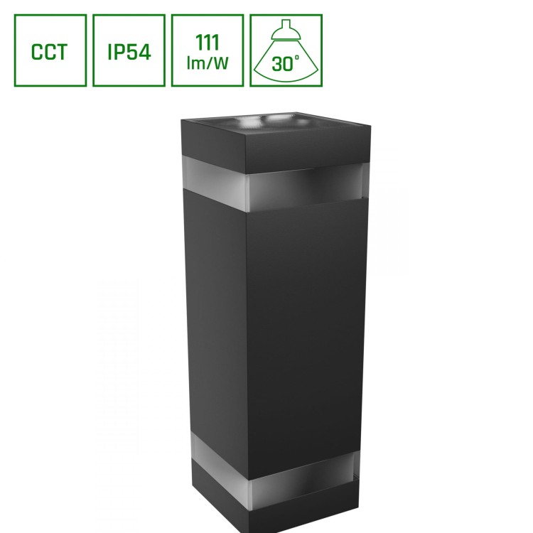 TORRE RING 18W CCT 230V IP54 99x78x240MM Czarny Kwadratowa Oprawa lampa elewacyjna Dwukierunkowe DwuKierunkowa SLI003028CCT_PW SPECTRUM LED Kinkiet