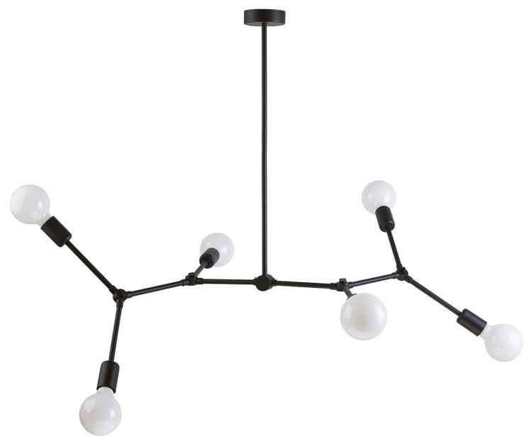 Lampa sufitowa wisząca Industrialna Loft TWIG VI 9138 NOWODVORSKI Lighting E27 x6 nowoczesna oprawa oświetleniowa żyrandol metalowa nad stół blat wyspę czarna zwis Inspiracje Premium