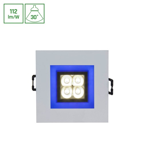 FIALE 4LED 4x1W 30st 230V SQUARE z ramką niebieską CW oczka ledowe SLI021017CW_BLUE SPECTRUM LED