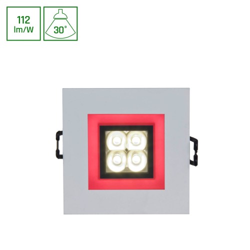 FIALE 4LED 4x1W 30st 230V SQUARE z ramką czerwoną CW oczka ledowe SLI021017CW_RED SPECTRUM LED