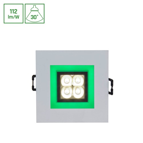 FIALE 4LED 4x1W 30st 230V SQUARE z ramką zieloną WW oczka ledowe SLI021017WW_GREEN SPECTRUM LED