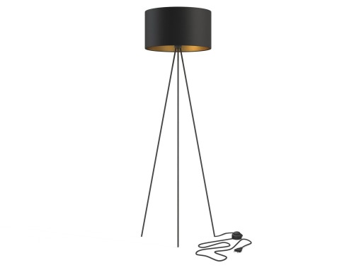 Lampa podłogowa stojąca na trójnogu Industrialna Loft CADILAC I BLACK BL/G 7991 NOWODVORSKI Lighting E27 156cm nowoczesna stojąca lampa oświetleniowa czarno-złota duża Inspiracje Premium