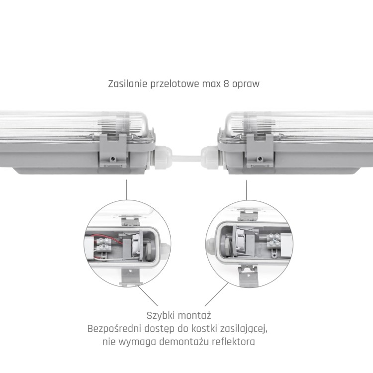 LIMEA LED TUBE SLIM Hermetyk G13 1x60 250V IP65 710x65x63 mm Szary SLI028031_SLIM SPECTRUM LED