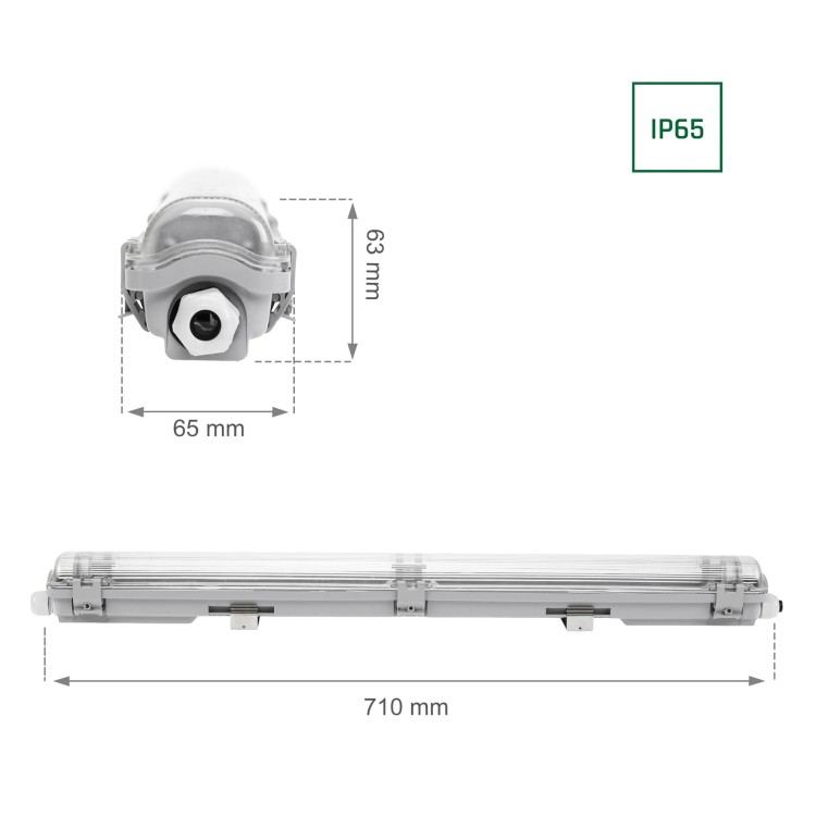 LIMEA LED TUBE SLIM Hermetyk G13 1x60 250V IP65 710x65x63 mm Szary SLI028031_SLIM SPECTRUM LED