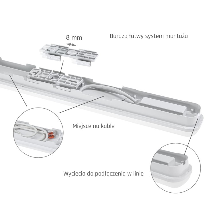 LIMEA GO Hermetyk 600mm 25W NW 230V 120st IP65 IK07 600x60x52mm Biały SLI028034NW_PW SPECTRUM LED